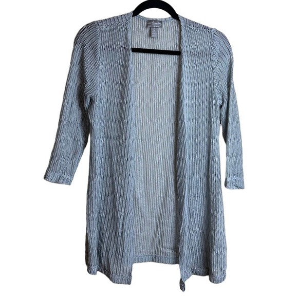 Chico's Open Front Knit Metallic Shimmer Silver Sweater Cardigan Size 0 / Small - Picture 1 of 11